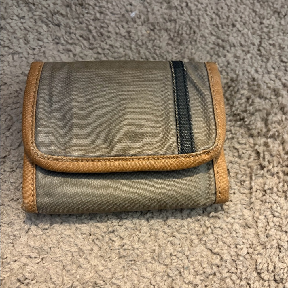 TSD Brand grey nylon wallet with detachable leather card case